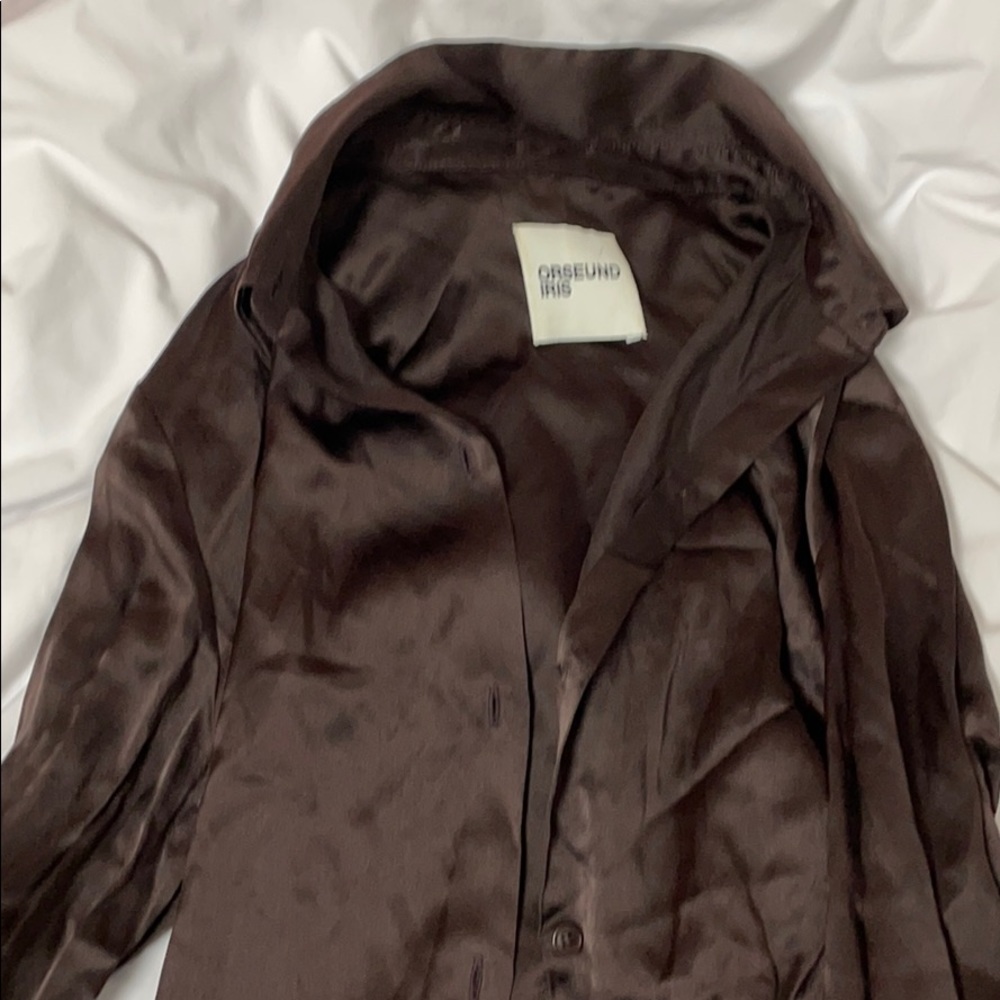 Orseund Iris Chocolate Silk Blouse - Picture 6 of 7